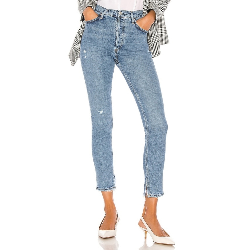 Agolde Nico High-Rise Slim Jeans In Headlines